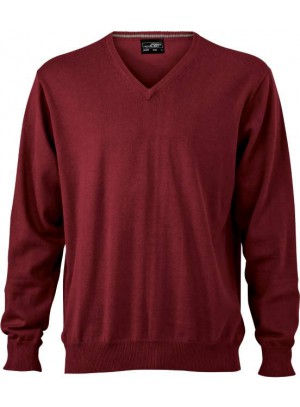 James & Nicholson Férfi V-nyakú Pulóver bordó színben