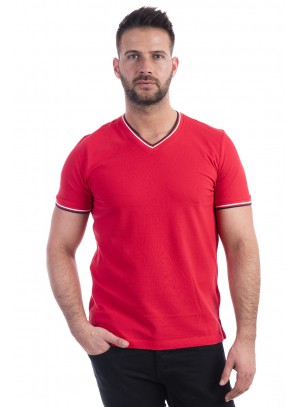 Férfi V-nyakú piké póló