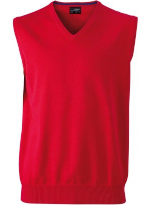 James & Nicholson  Férfi V-nyakú ujjatlan pulóver piros színű