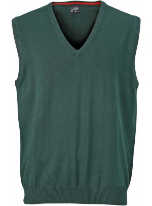 James & Nicholson  Férfi V-nyakú ujjatlan pulóver sötétzöld színű